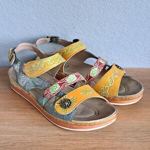 L’Artiste by Spring Step Women’s 41 SUMACAH Multicolor Leather Sandals Boho